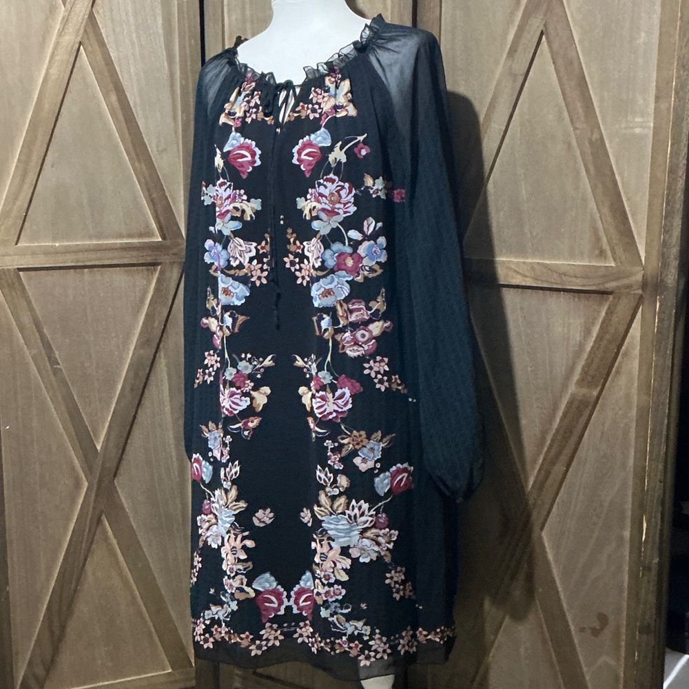 NWT Sophie Max Lucienne Sheer Midi Floral Dress Size Large